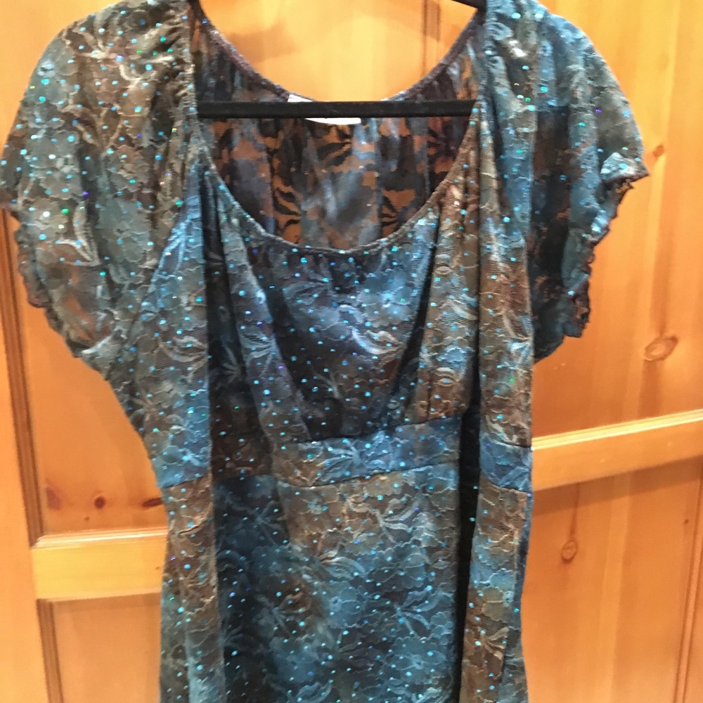Teal floral blouse
